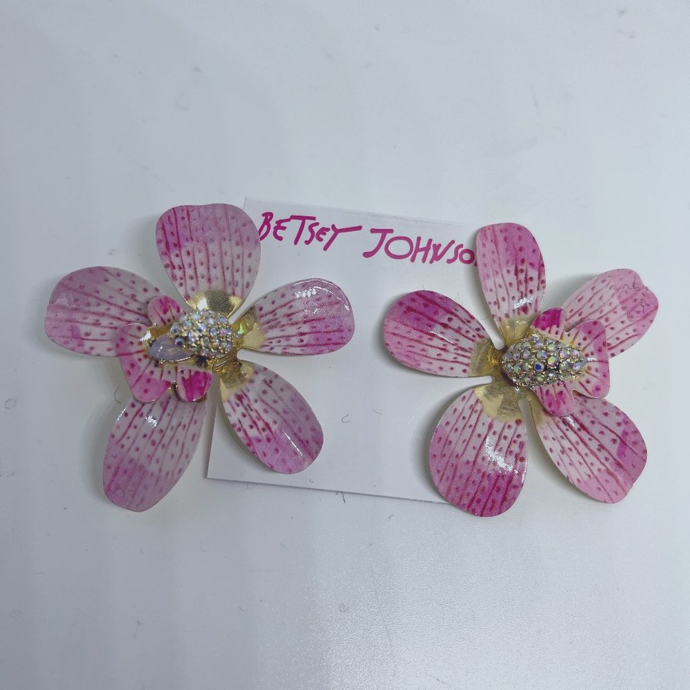 Betsey Johnson Jungle Orchid Statement Earrings